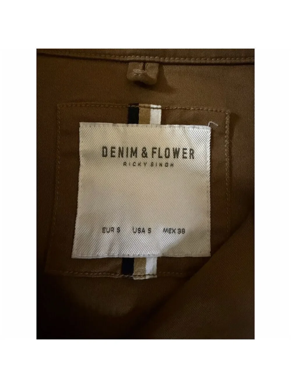 Denim & Flower Utility Shirt Jacket Mens S Brown Full Zip Workwear